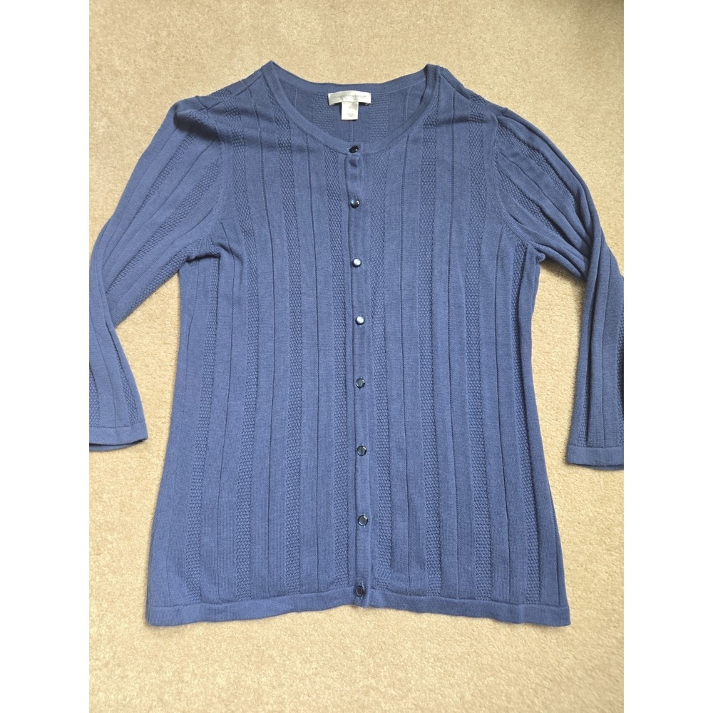 Christopher‎ & Banks Ribbed Button-Up Cardigan Sweater Navy Blue Medium